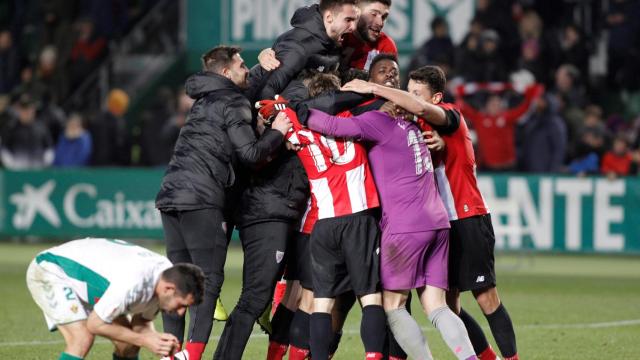 El Athletic celebra la victoria ante el Elche