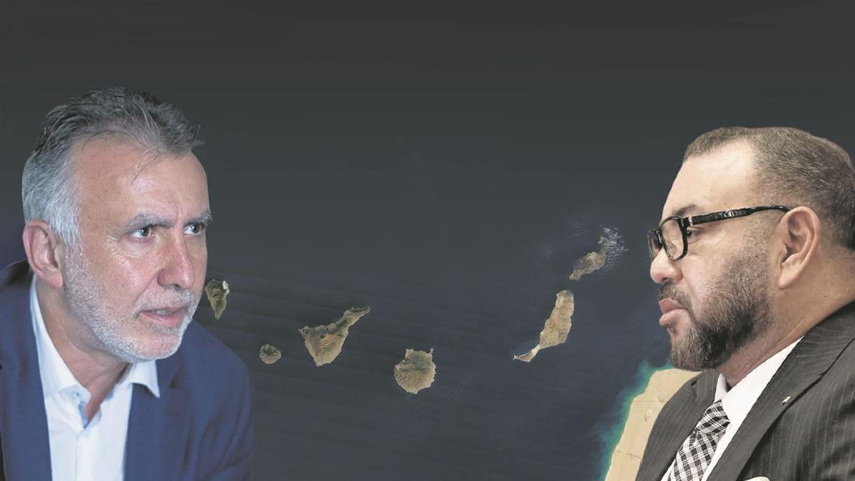 Ángel Víctor Torres, presidente de Canarias, y el rey Mohamed VI.