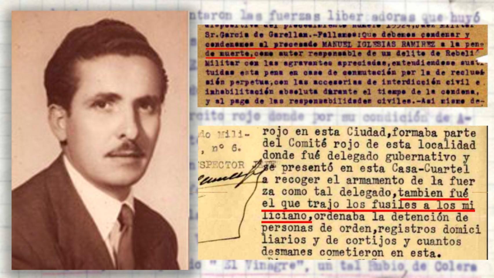 Manuel Iglesias, junto a extractos del sumario al que ha tenido acceso EL ESPAÑOL.