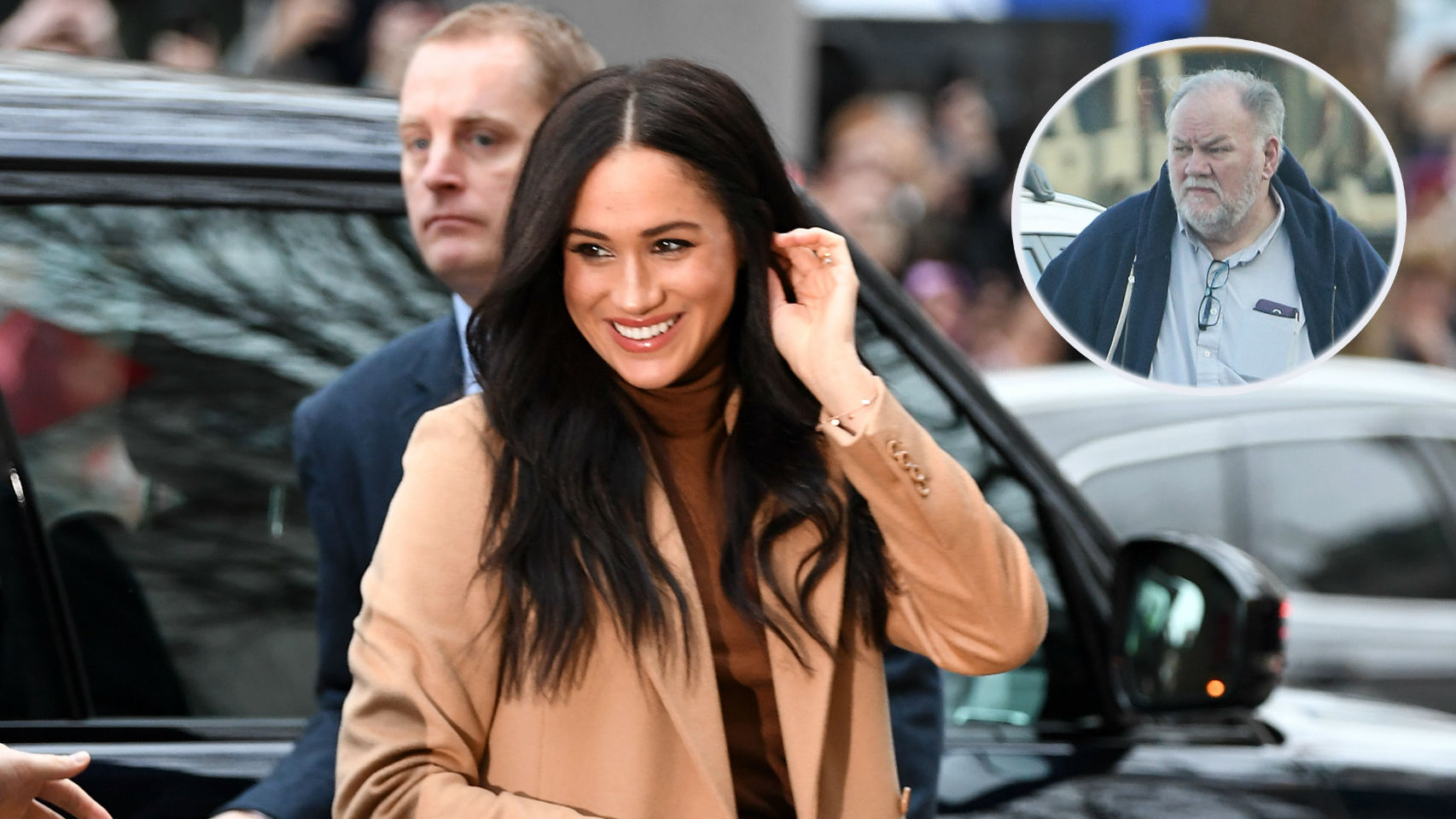 Meghan Markle junto a su padre Thomas en un montaje de JALEOS.