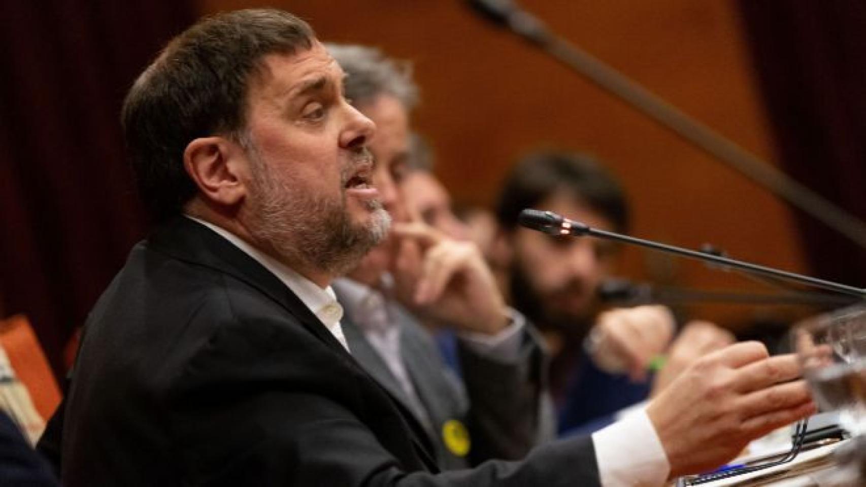 Oriol Junqueras en la comisión de investigación del 155 en el Parlamento catalán.