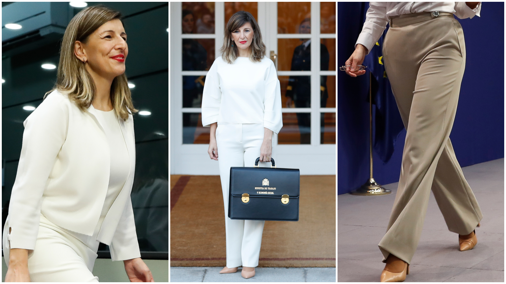 Yolanda Díaz en un monte de JALEOS.