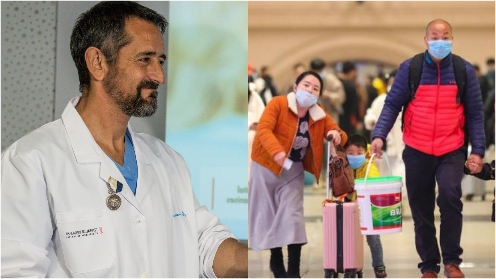 El doctor, Pedro Cavadas, a la izquierda. Situados a la derecha, la situación en China.