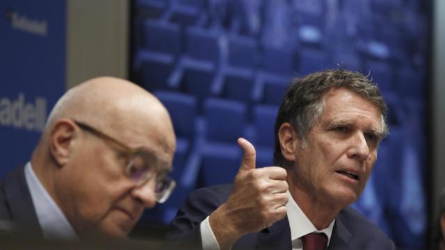 Josep Oliu y Jaime Guardiola, presidente y CEO del Sabadell.
