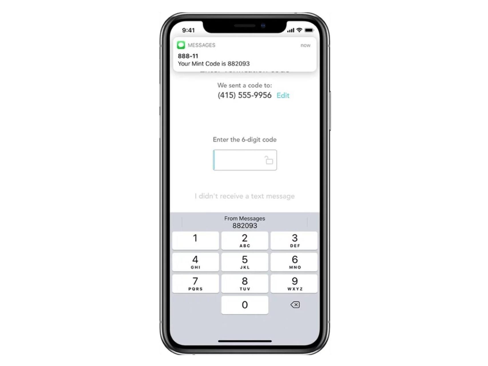 SMS de verificación.