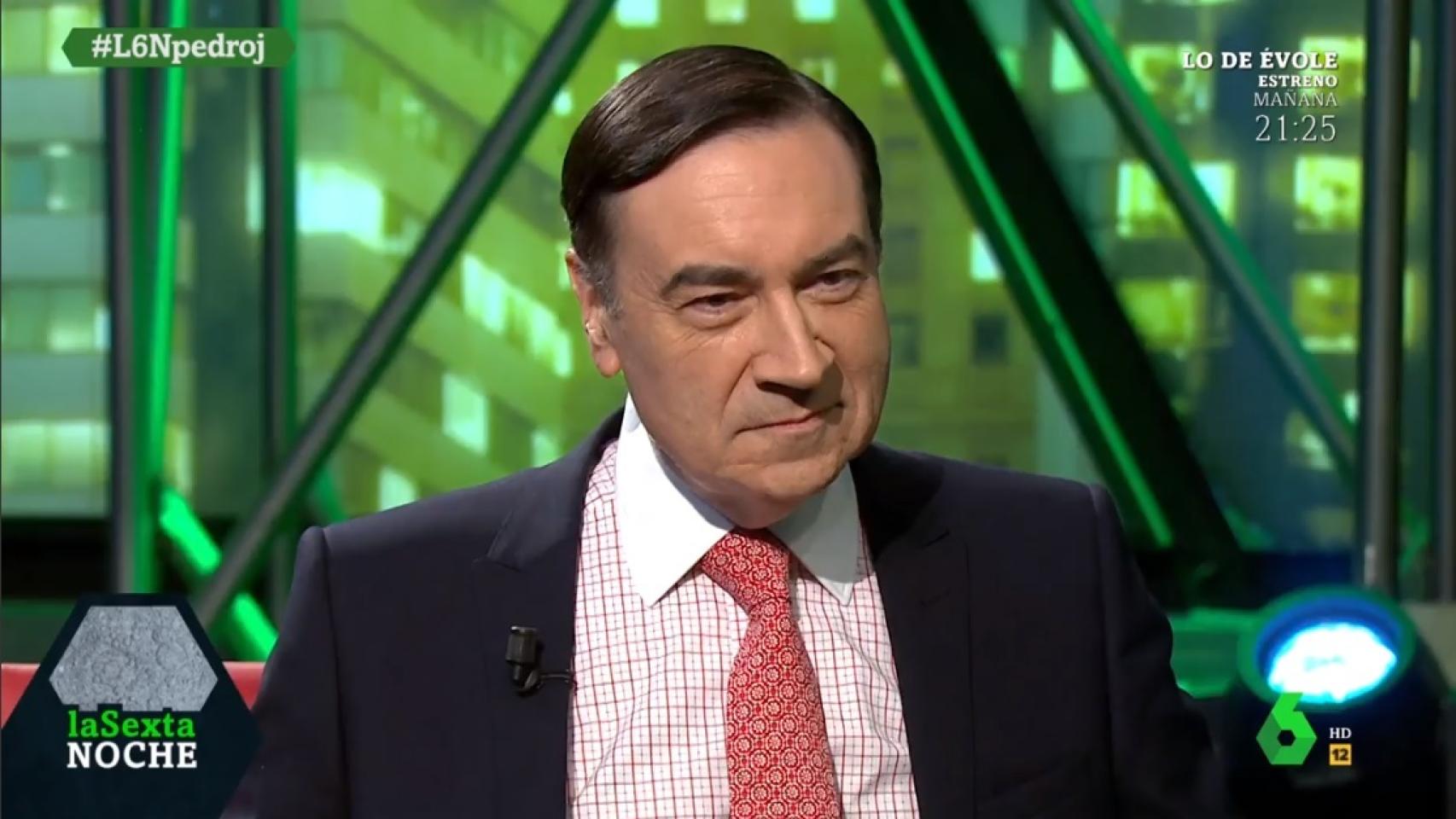 Pedro J. Ramírez, director de EL ESPAÑOL, durante la entrevista en 'La Sexta noche'.
