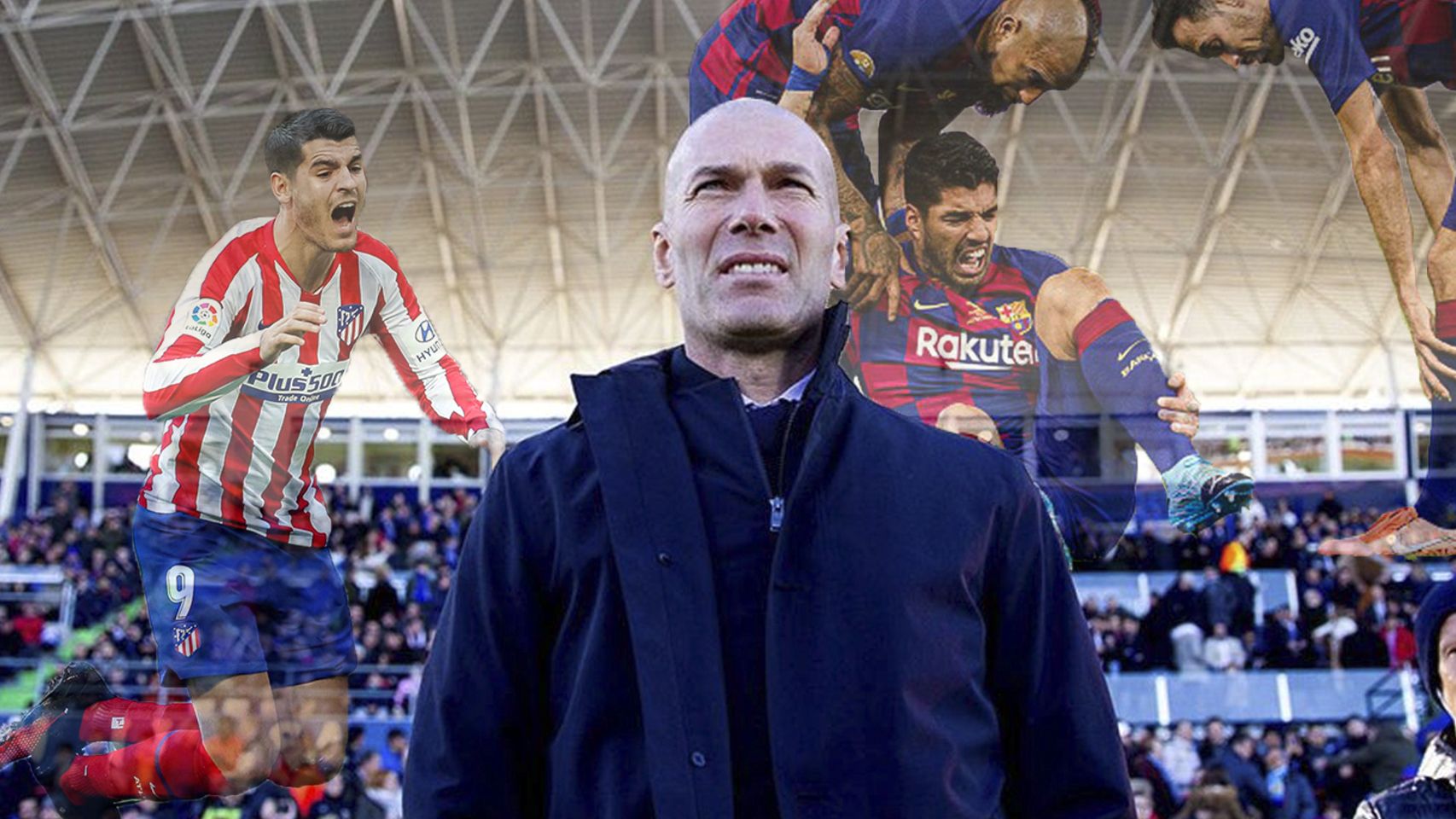 Álvaro Morata, Zinedine Zidane, Arturo Vidal, Luis Suárez y Leo Messi