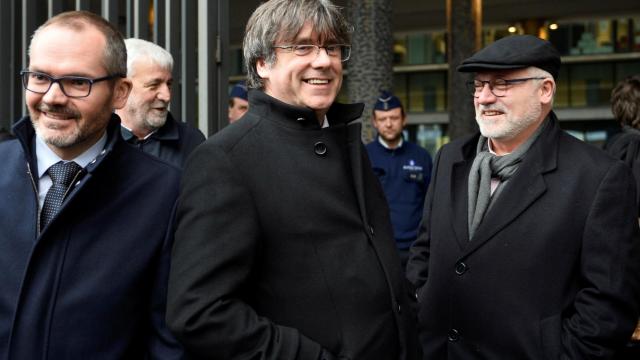 Carles Puigdemont y Lluis Puig , tras la última vista de la euroorden