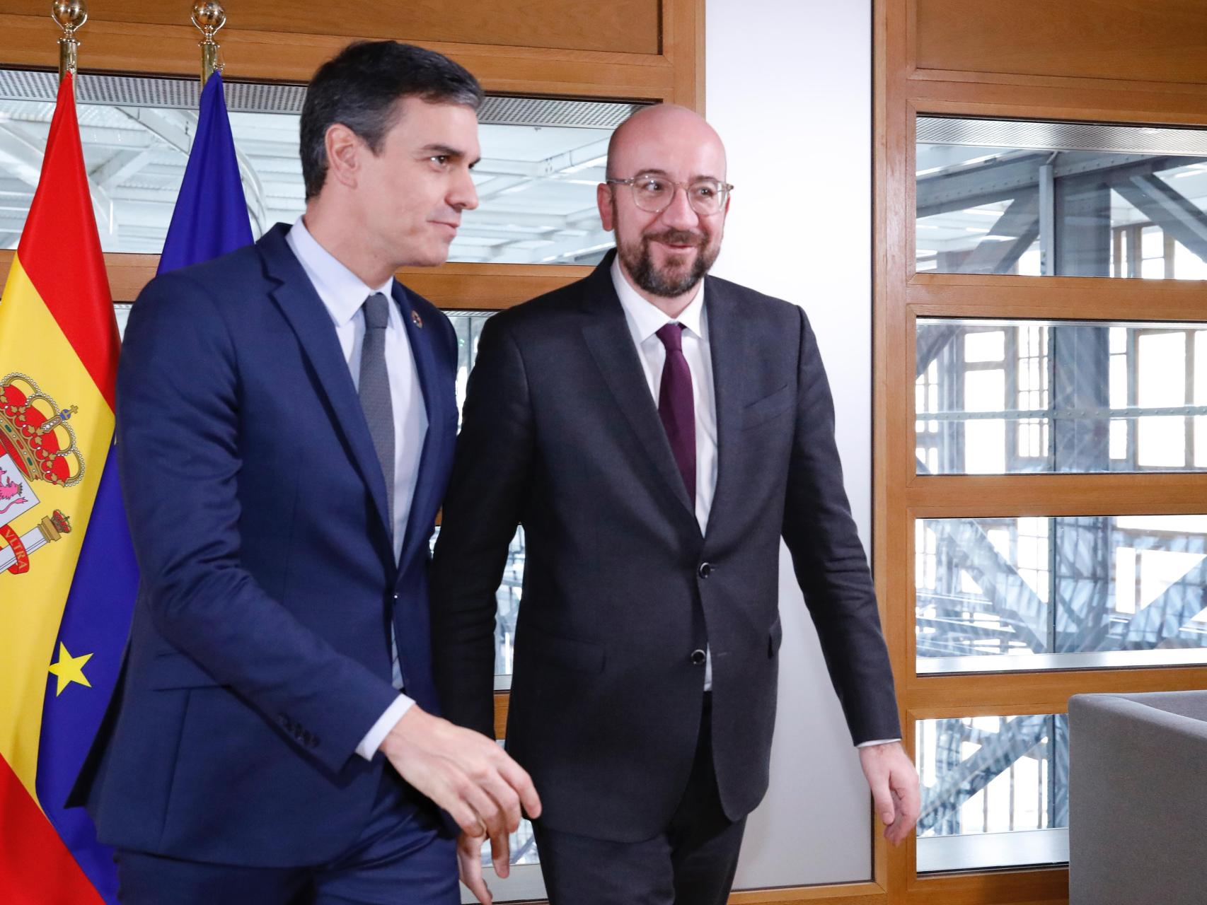 Pedro Sánchez y Charles Michel, durante la reunión que han mantenido este miércoles en Bruselas