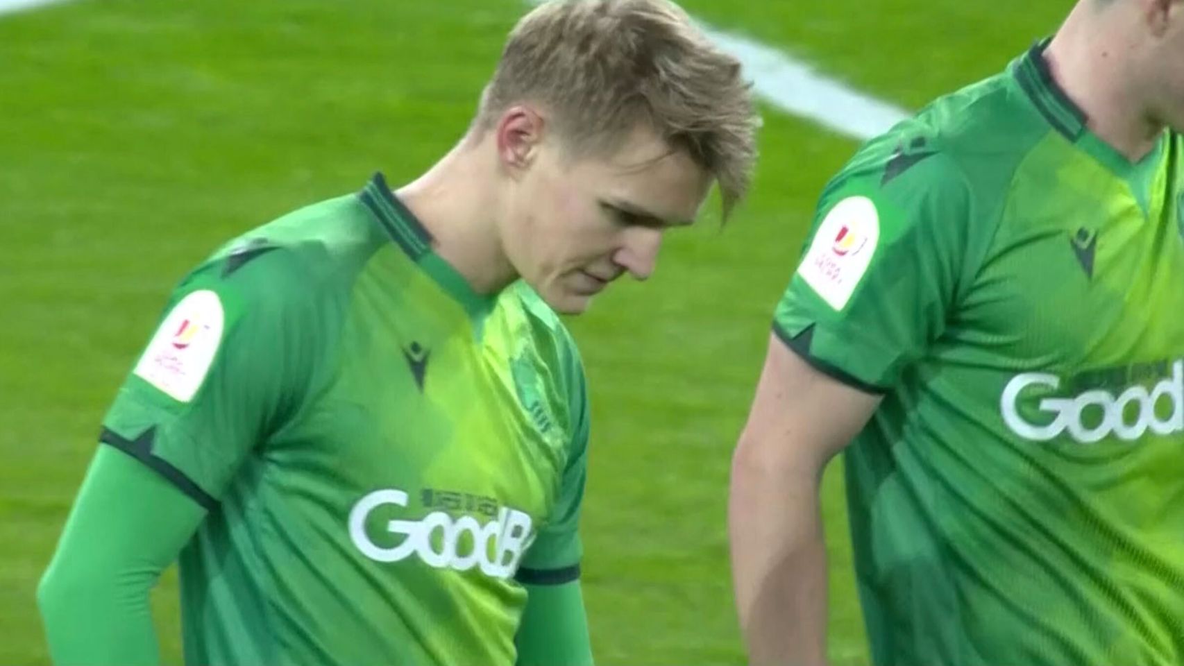 Martin Odegaard no celebra su gol al Real Madrid