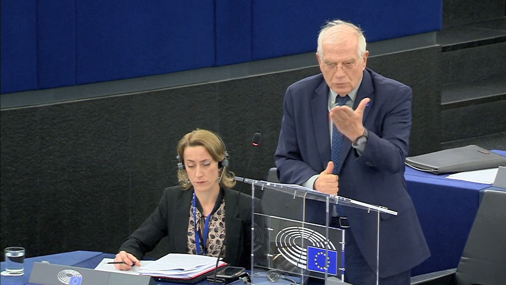 Josep Borrell, durante el debate de este martes ante el pleno de la Eurocámara