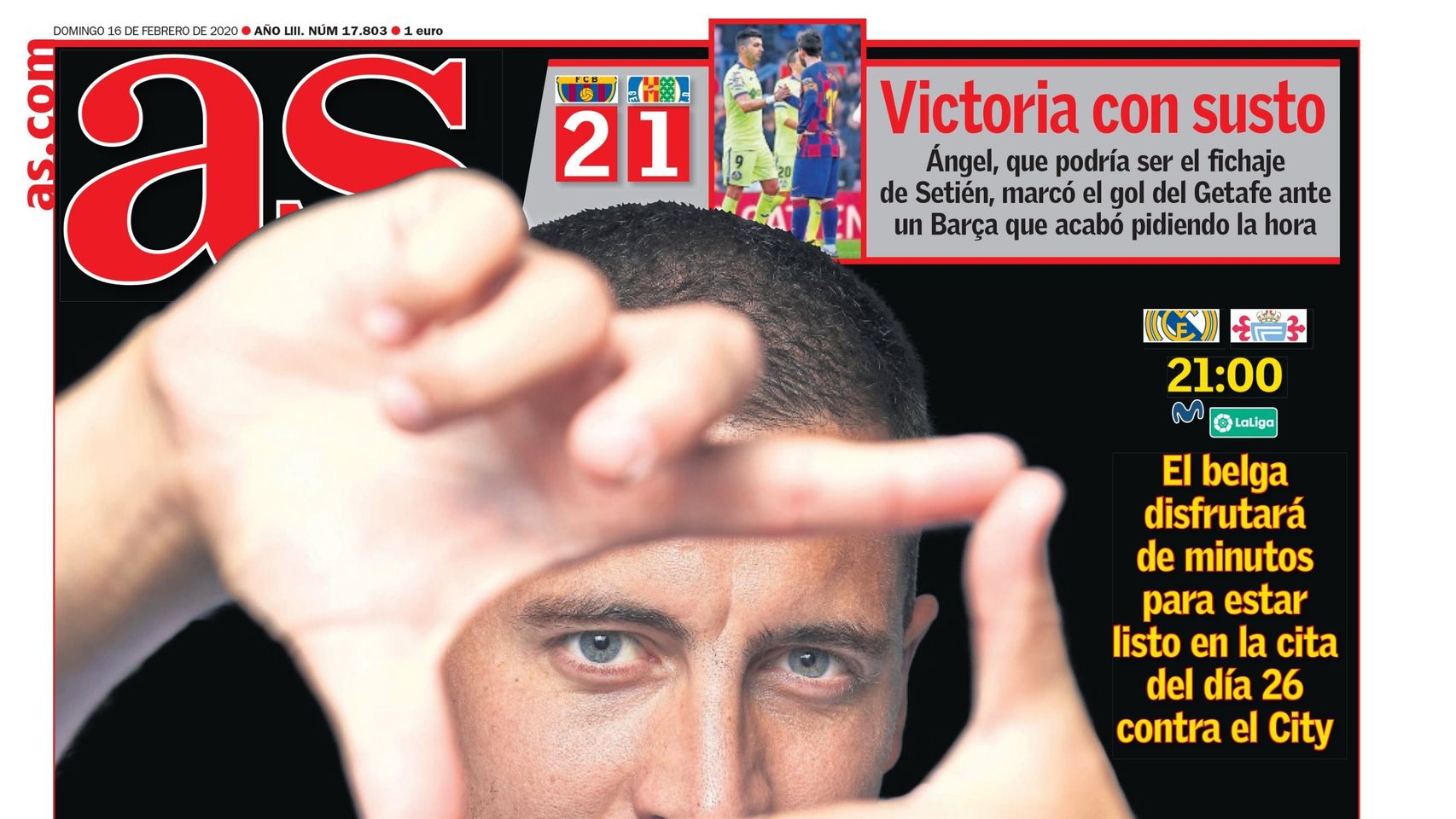 La portada del diario AS (16/02/2020)
