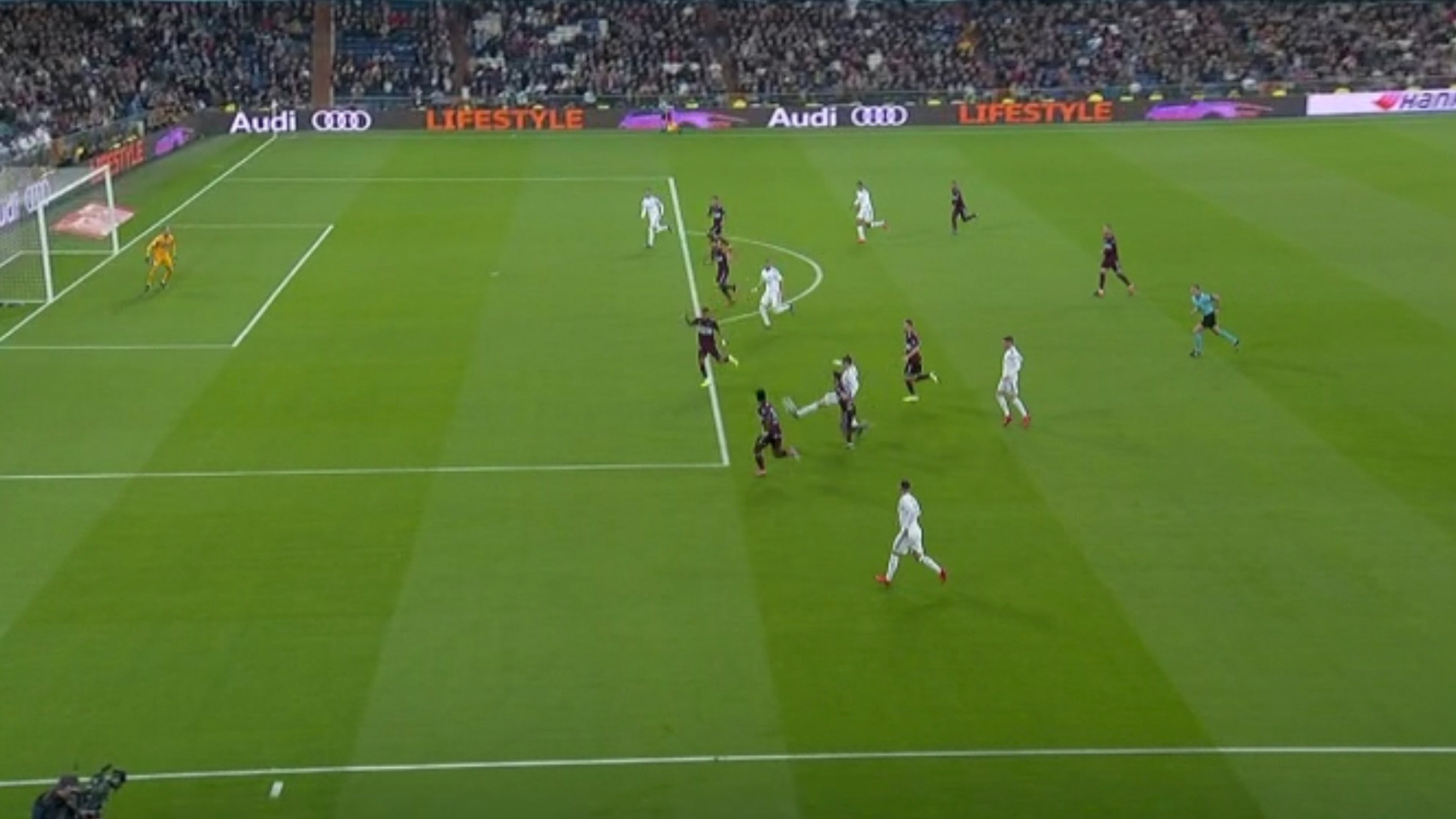 Gol anulado a Sergio Ramos por fuera de juego previo