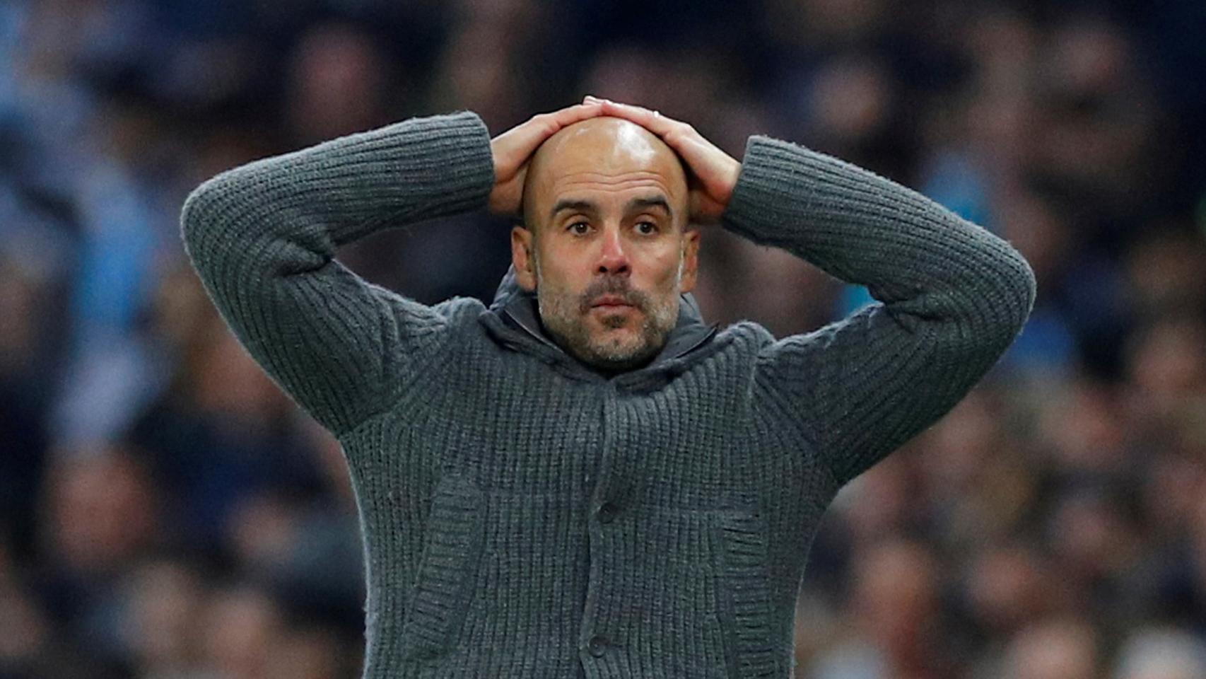 Pep Guardiola, durante un partido del Manchester City