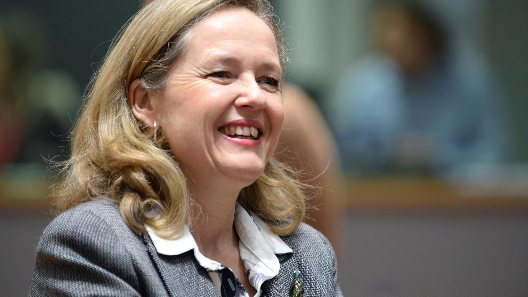 La vicepresidenta Nadia Calviño, durante una reunión del Eurogrupo