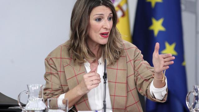 La ministra de Trabajo y Economía Social, Yolanda Díaz, comparece en rueda de prensa tras el Consejo de Ministros en Moncloa.