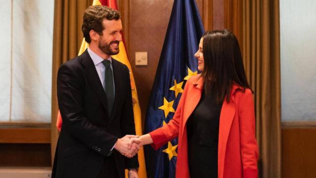Pablo Casado e Inés Arrimadas el martes en el Congreso.