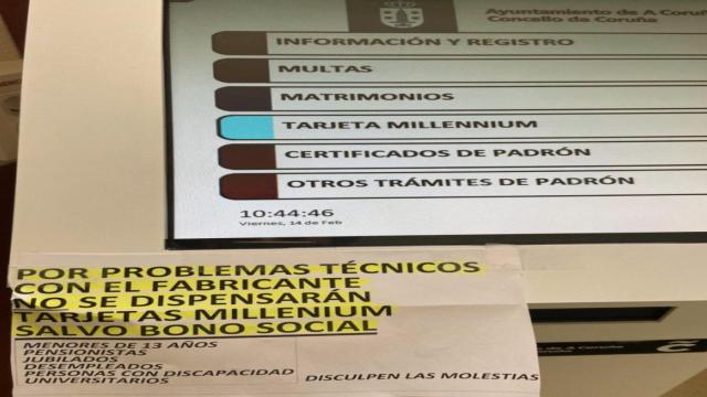 El coronavirus causa problemas para renovar la tarjeta Millennium de A Coruña