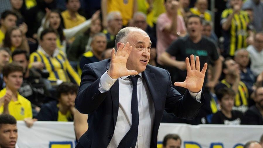 Pablo Laso, en un partido del Real Madrid de Euroliga