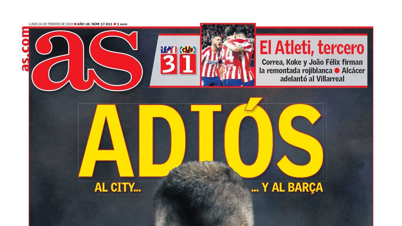 La portada del diario AS (24/02/2020)