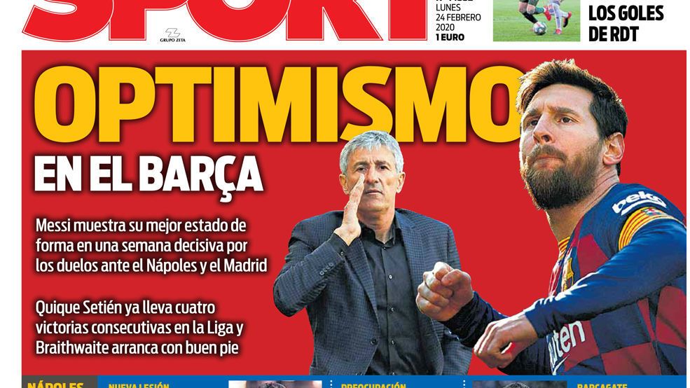 La portada del diario Sport (24/02/2020)