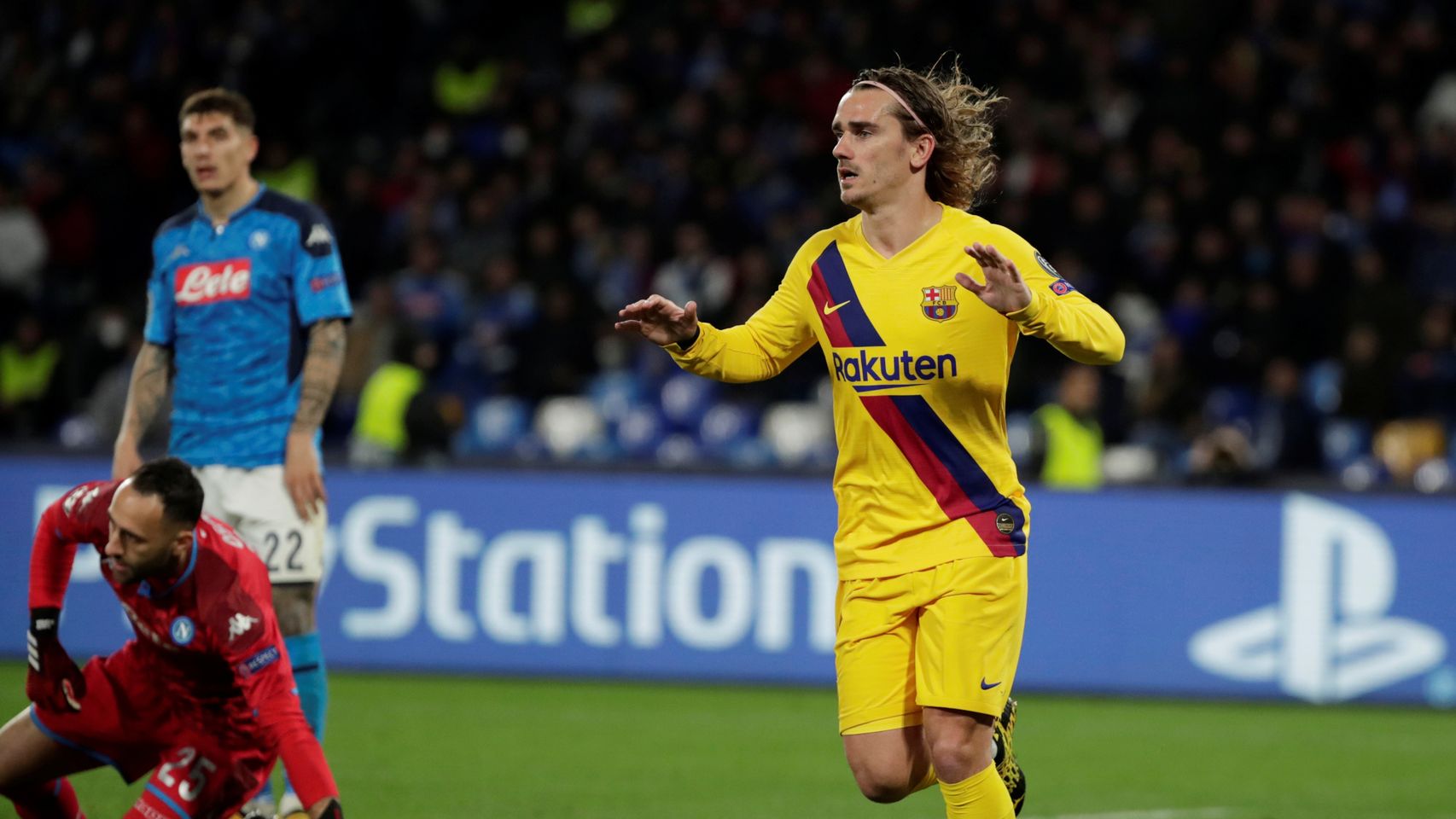 Griezmann celebra el gol ante el Nápoles