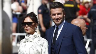 David y Victoria Beckham en la boda de Sergio Ramos y Pilar Rubio en Sevilla.