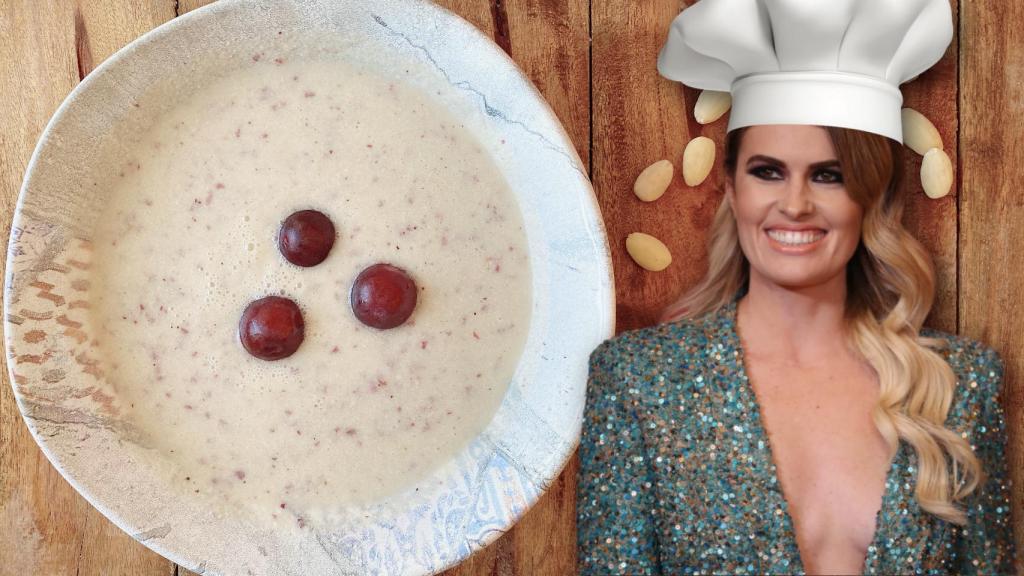 Adriana Abenia en un montaje de JALEOS junto a su ajoblanco.