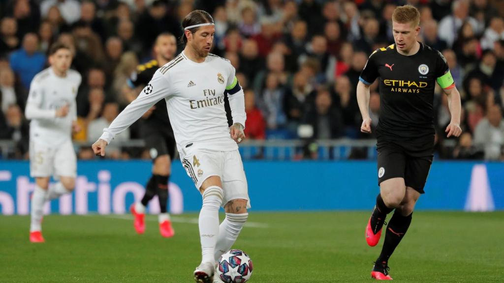 Sergio Ramos y De Bruyne, en el Real Madrid - Manchester City de la Champions League