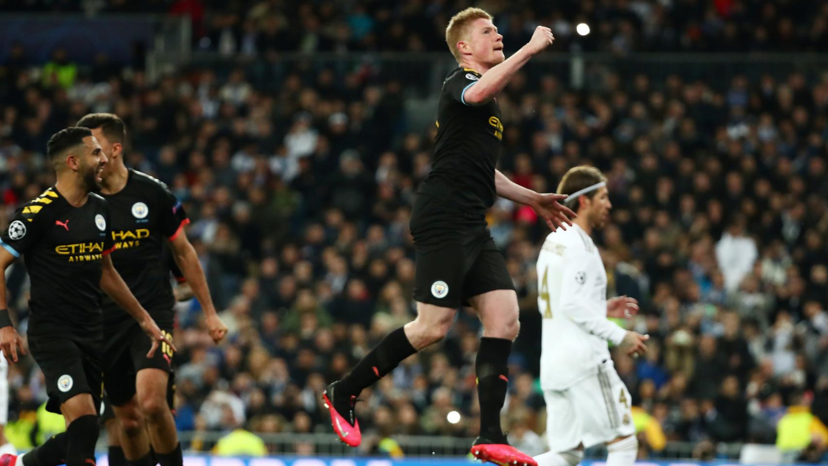 Kevin De Bruyne celebra el gol de la victoria del Manchester City