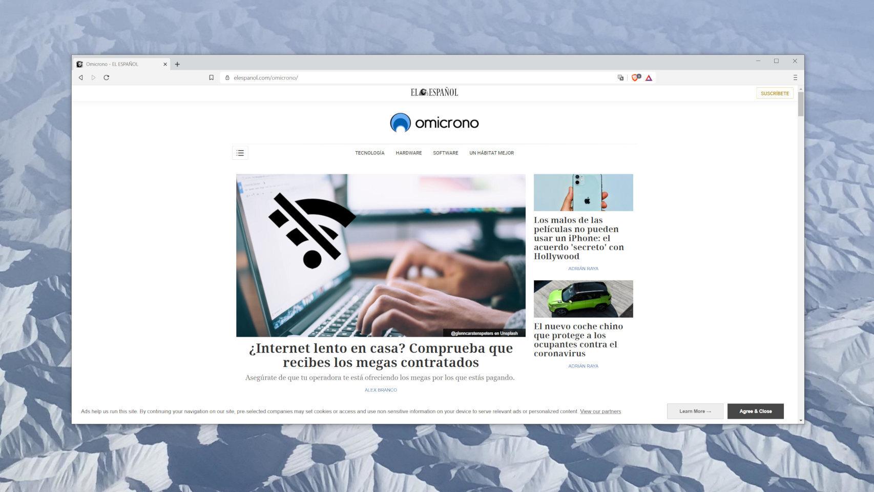 Omicrono en el navegador Brave