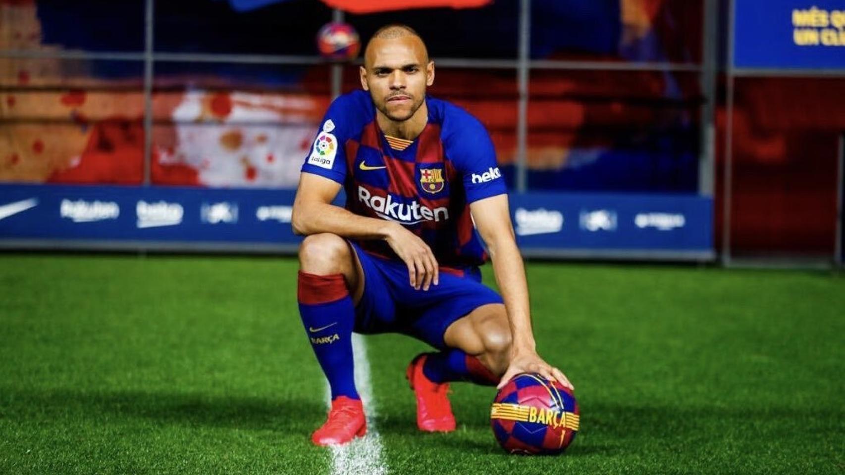 Martin Braithwaite el día de su presentación oficial con el FC Barcelona