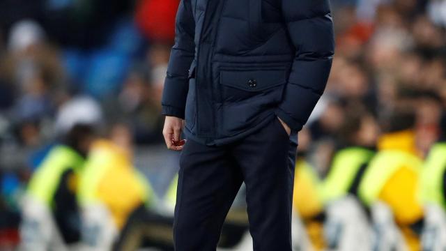 Zinedine Zidane, en un partido del Real Madrid en la Champions League