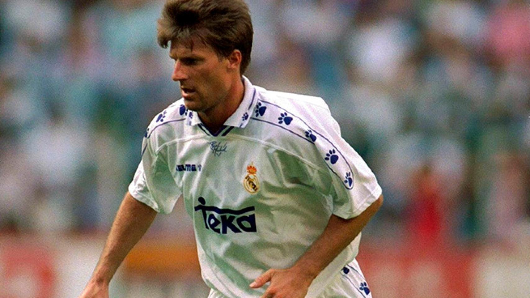 Michael Laudrup, en un partido del Real Madrid