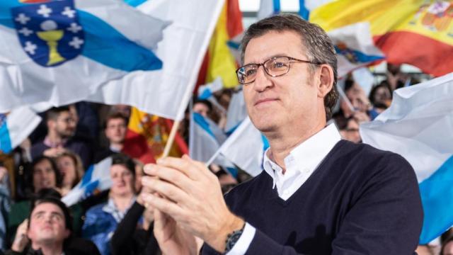 El presidente de la Xunta y del PP de Galicia, Alberto Núñez Feijóo, en su proclamación como candidato a las elecciones autonómicas del 5 de abril.