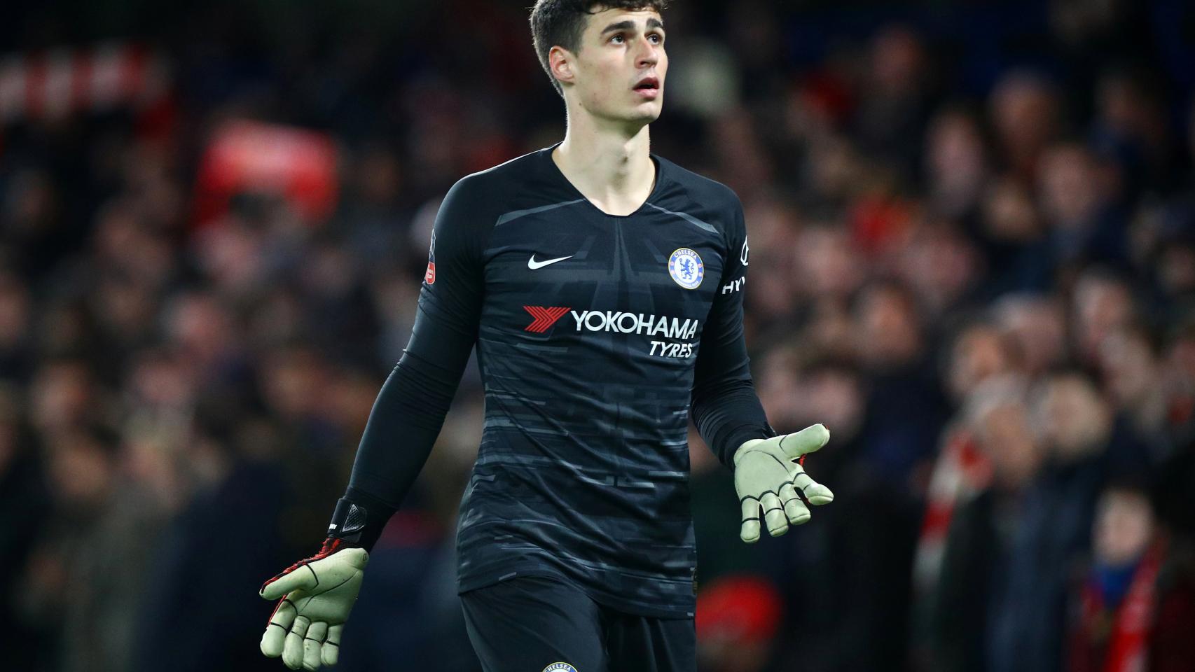 Kepa, durante un momento del partido ante el Liverpool