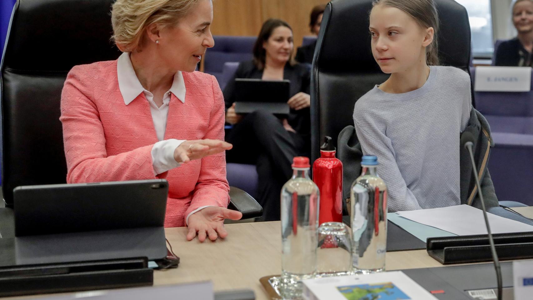 Greta Thunberg y la presidenta de la Comisión Europea, Ursula von der Leyen , este miércoles en Bruselas.