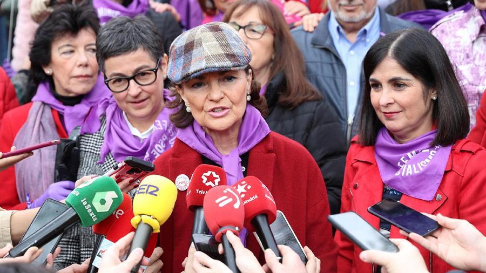 Carmen Calvo, durante la manifestación del 8-M en Madrid.