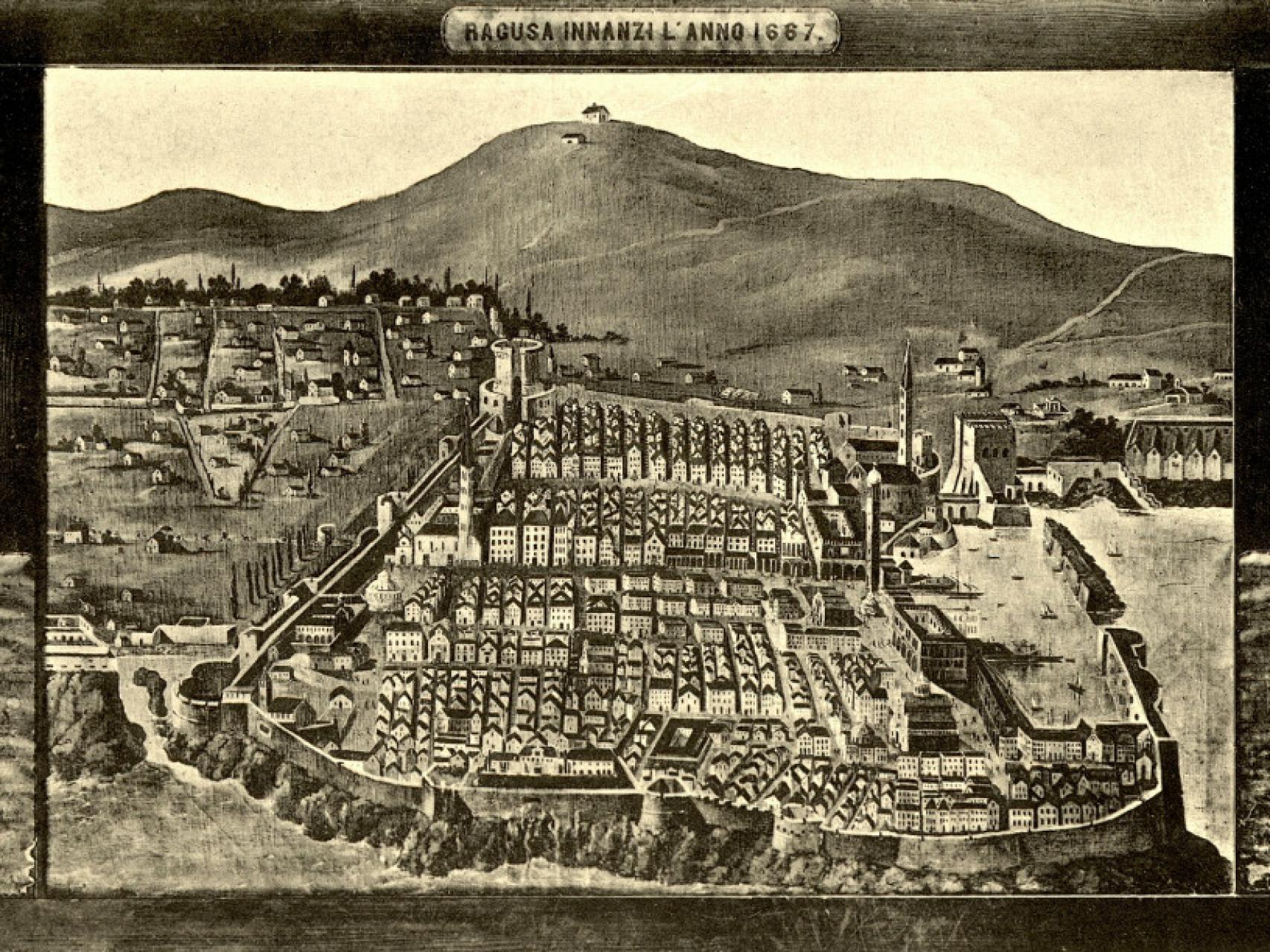 Grabado de la ciudad de Ragusa.