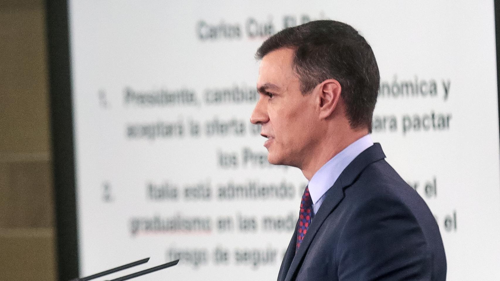 Pedro Sánchez, presidente del Gobierno, en Moncloa.
