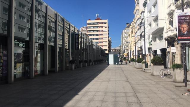 Imagen de la plaza de Lugo durante el confinamiento.