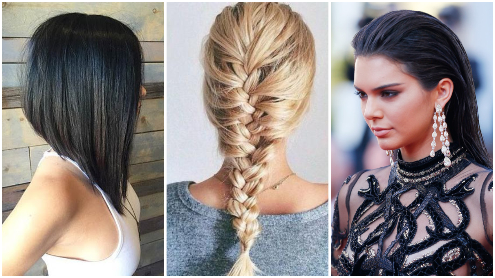 De izquierda a derecha: corte bob, trenzas y 'wet hair look'.