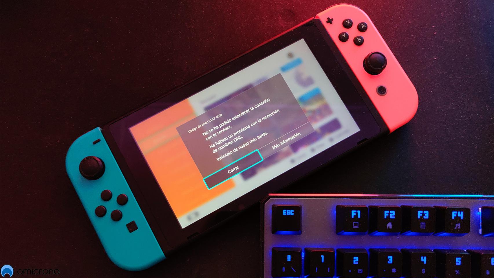 Fallo en una Nintendo Switch.