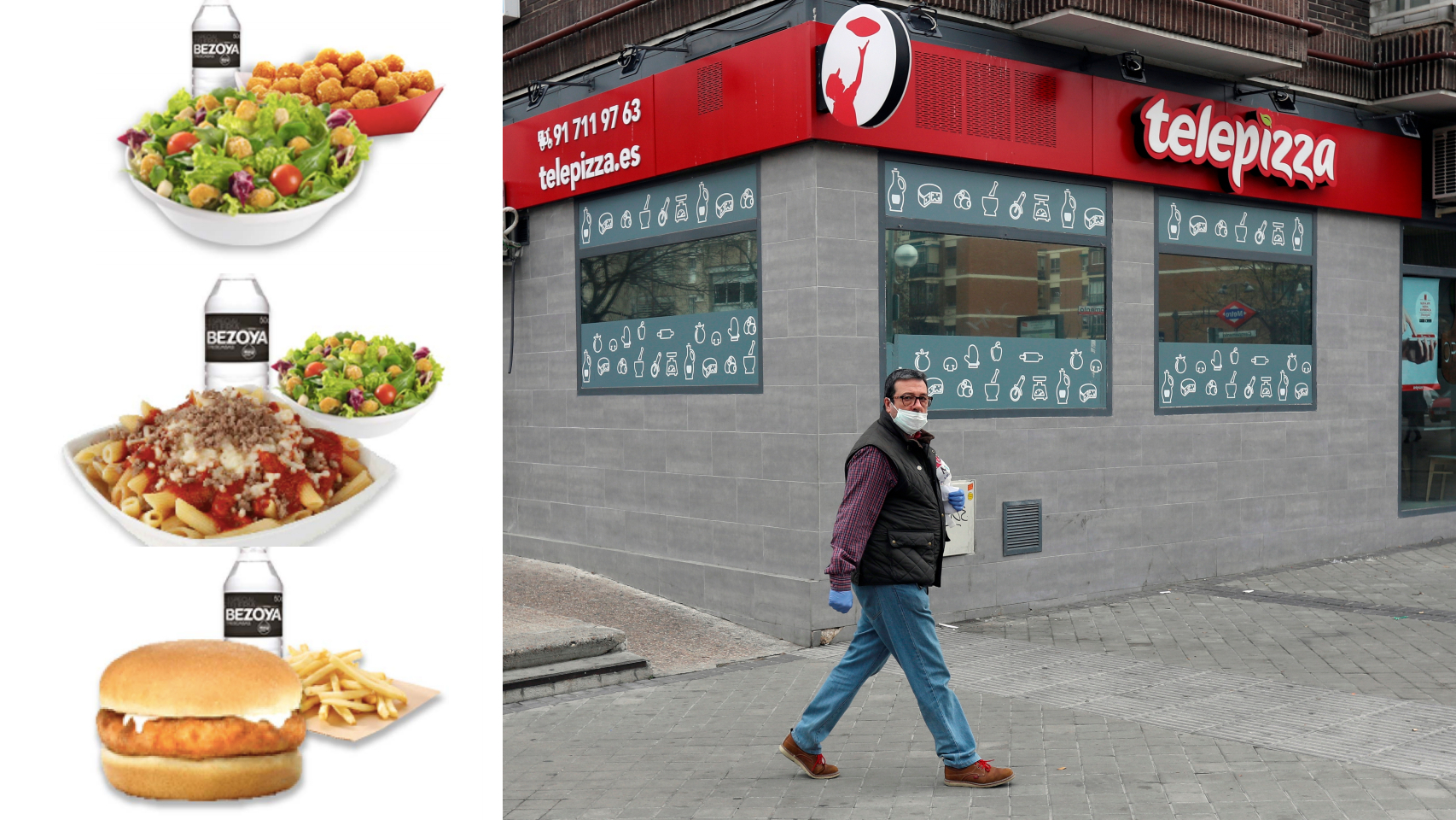 Varios de los menús de Telepizza para los niños madrileños sin recursos.