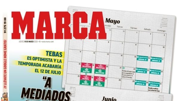 La portada del diario MARCA (19/03/2020)