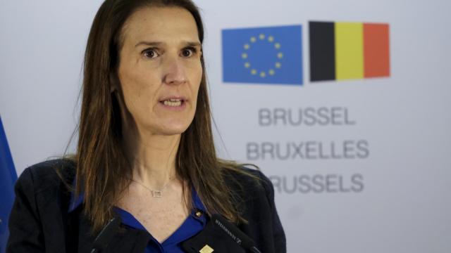 La primera ministra belga, Sophie Wilmès, durante el último Consejo Europeo