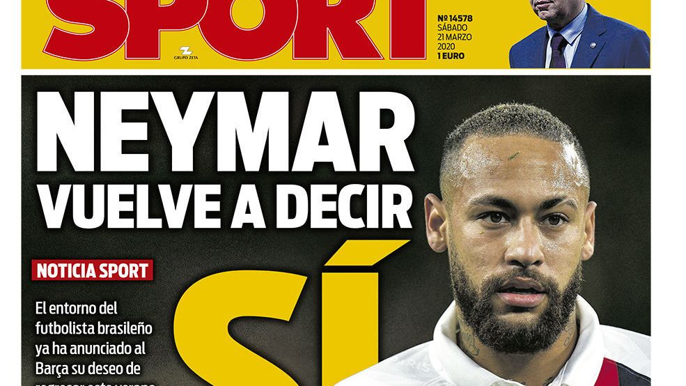 La portada del diario Sport (21/03/2020)