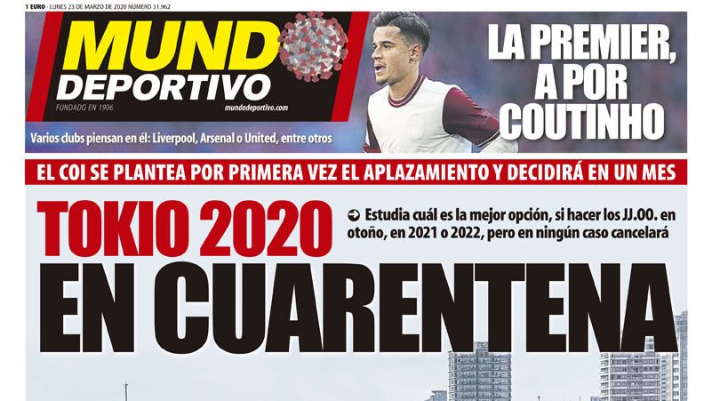 Portada Mundo Deportivo (23/03/20)