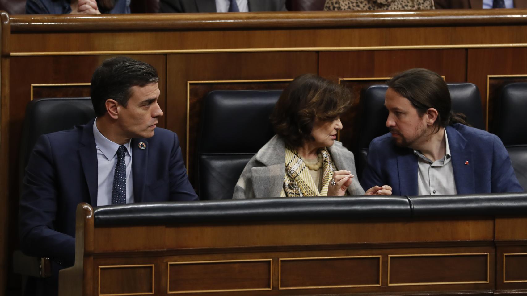 Sánchez, Calvo e Iglesias en una imagen de archivo.