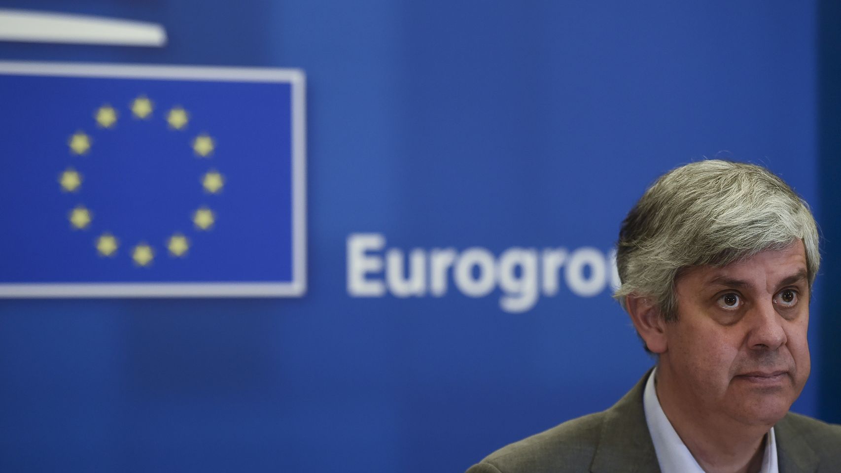 El presidente del Eurogrupo, Mário Centeno, durante la videoconferencia de este martes